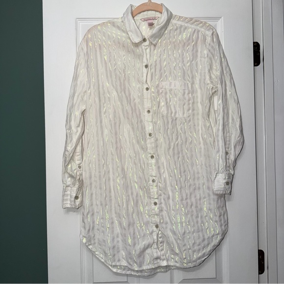 Victoria's Secret Other - Victoria's Secret White Shirt with Iridescent Stripes